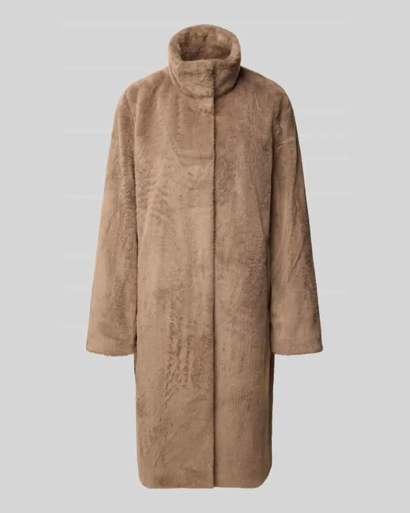 ZERO Mantel aus Kunstfell mit Stehkragen Taupe