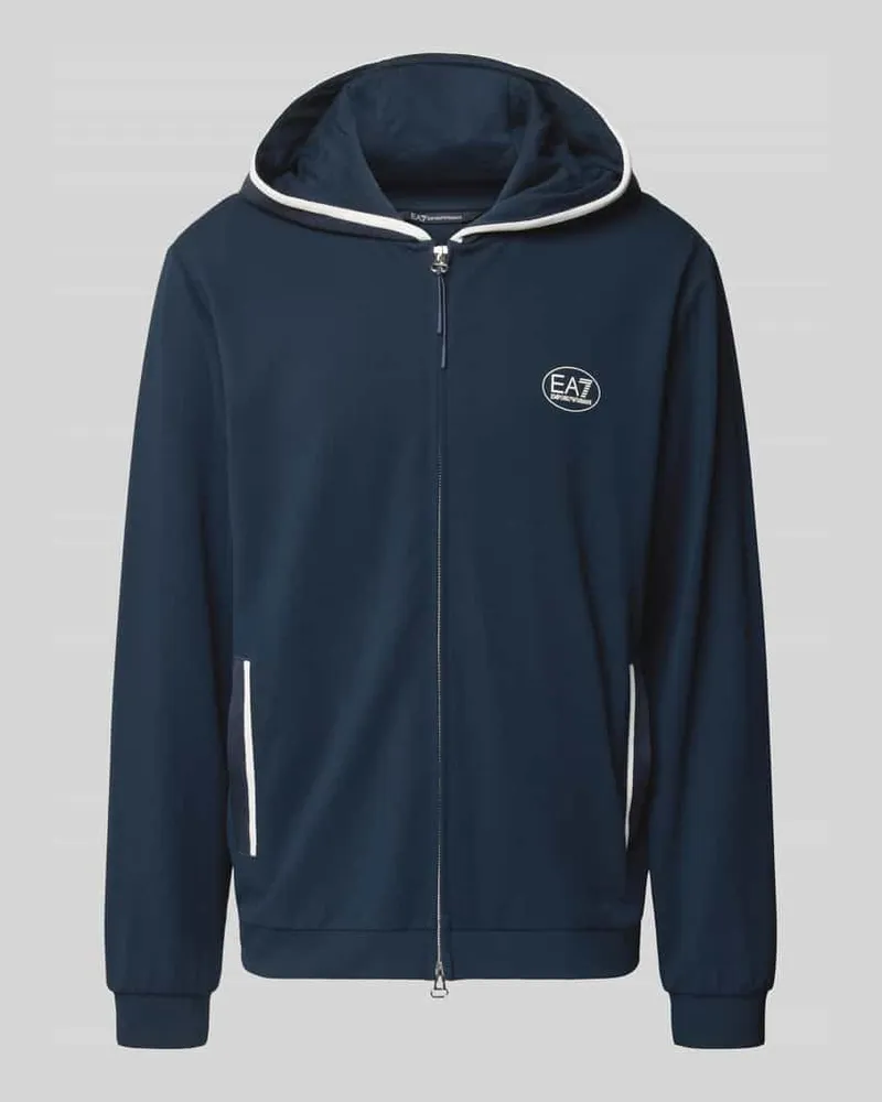 EA7 Sweatjacke mit Logo und Zweiwege-Reißverschluss Dunkelblau