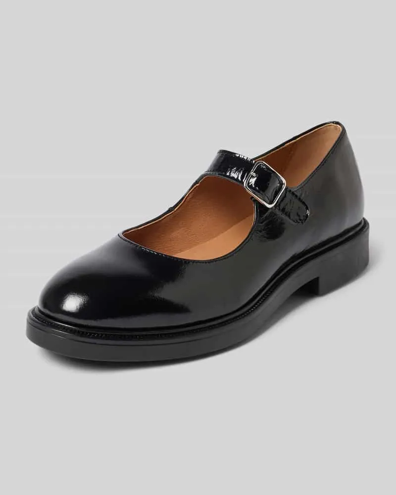 BIANCO. Mary Janes aus echtem Leder Black