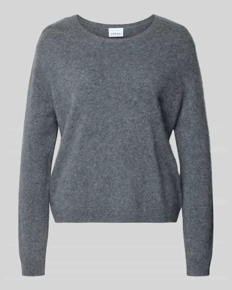 COMMA Strickpullover aus Wolle mit Rundhalsausschnitt Mittelgrau