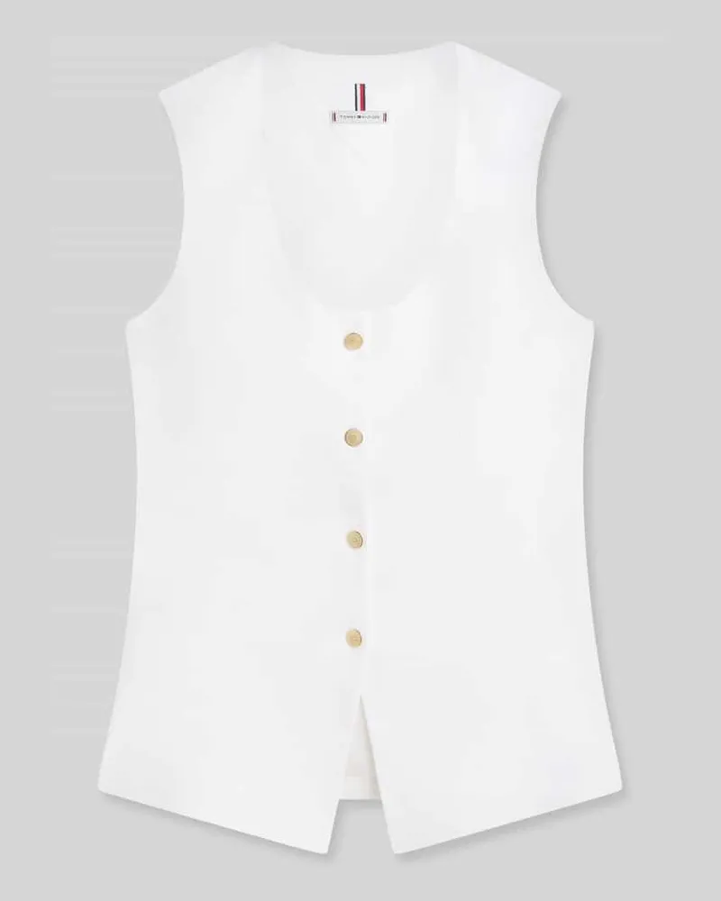Tommy Hilfiger Slim Fit Weste aus Leinen-Mix Weiss