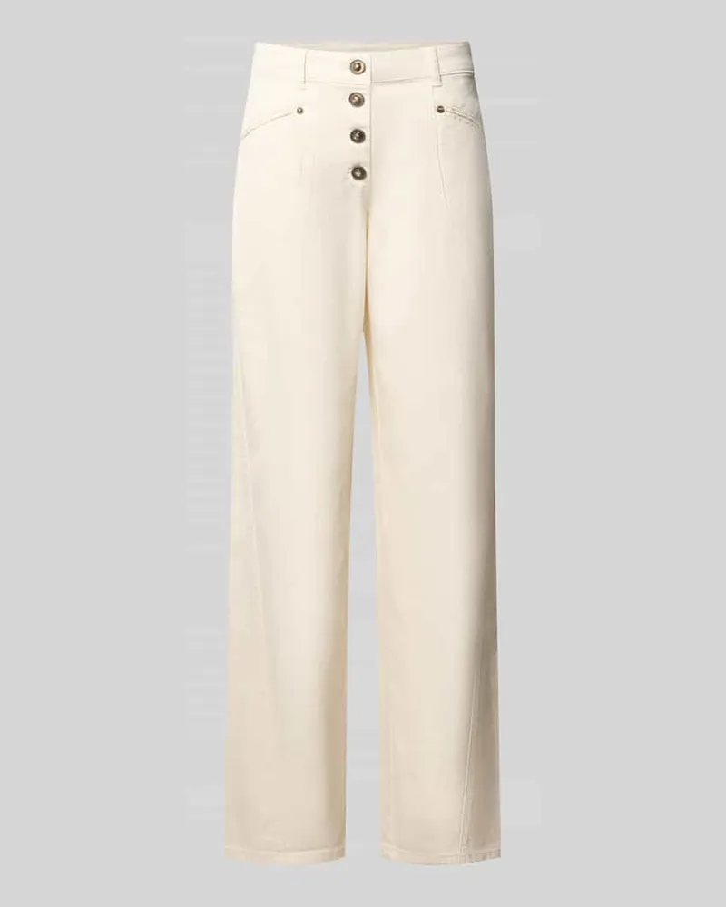 Liu Jo Baggy Fit Jeans aus elastischem Baumwoll-Mix mit Knopfleiste Offwhite
