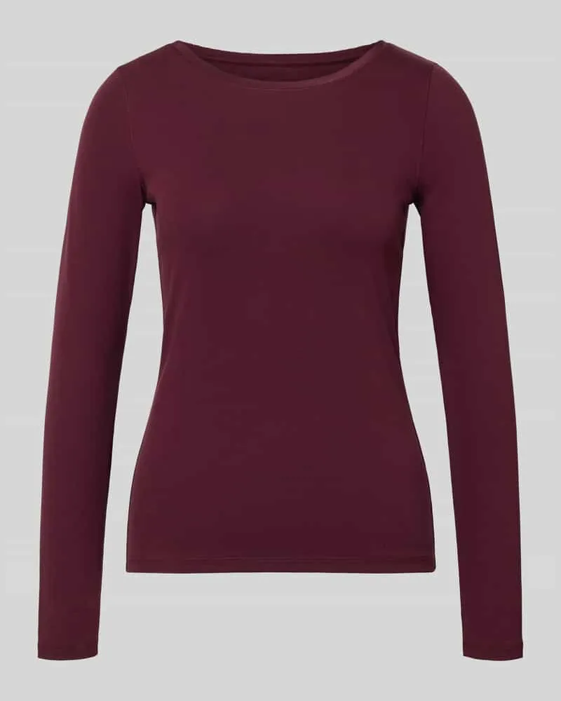 Marc Cain Slim Fit Langarmshirt aus Baumwoll-Mix Bordeaux