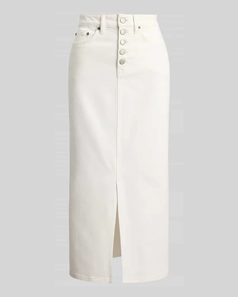 Ralph Lauren Midi-Jeansrock aus Baumwoll-Mix Weiss