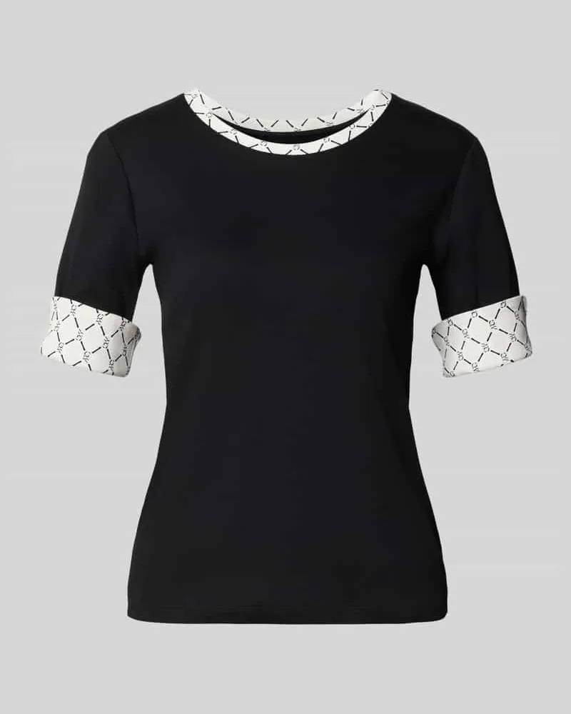 Marc Cain T-Shirt in Ripp-Optik mit Rundhalsausschnitt Black