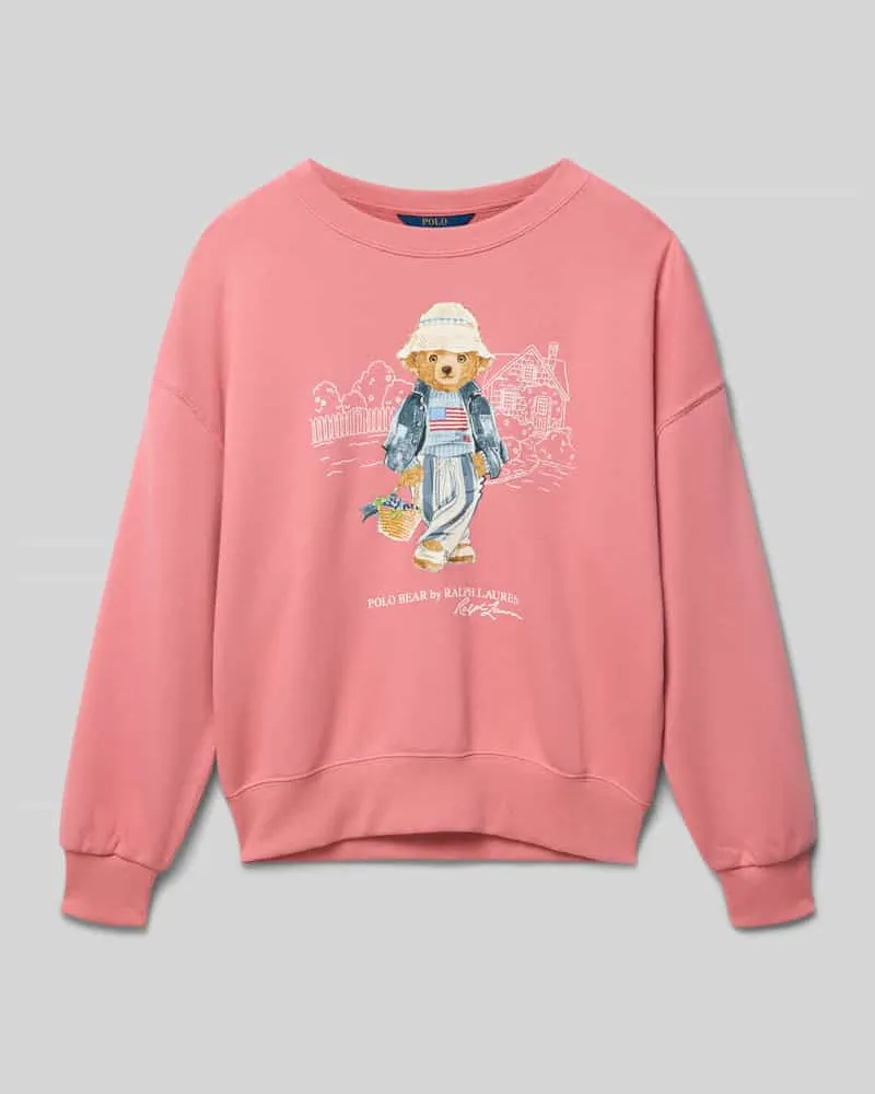 Ralph Lauren Regular Fit Sweatshirt aus Baumwoll-Mix mit BEAR-Motiv Altrosa