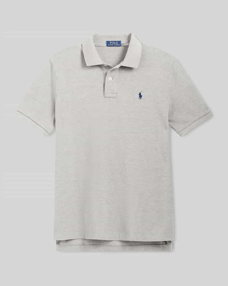 Ralph Lauren Slim Fit Poloshirt aus reiner Baumwolle Hellgrau