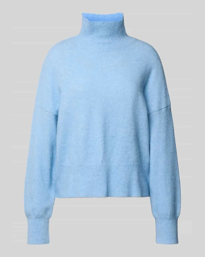 Samsøe & Samsøe Strickpullover aus Woll-Mix mit Stehkragen Modell 'NOLA Hellblau