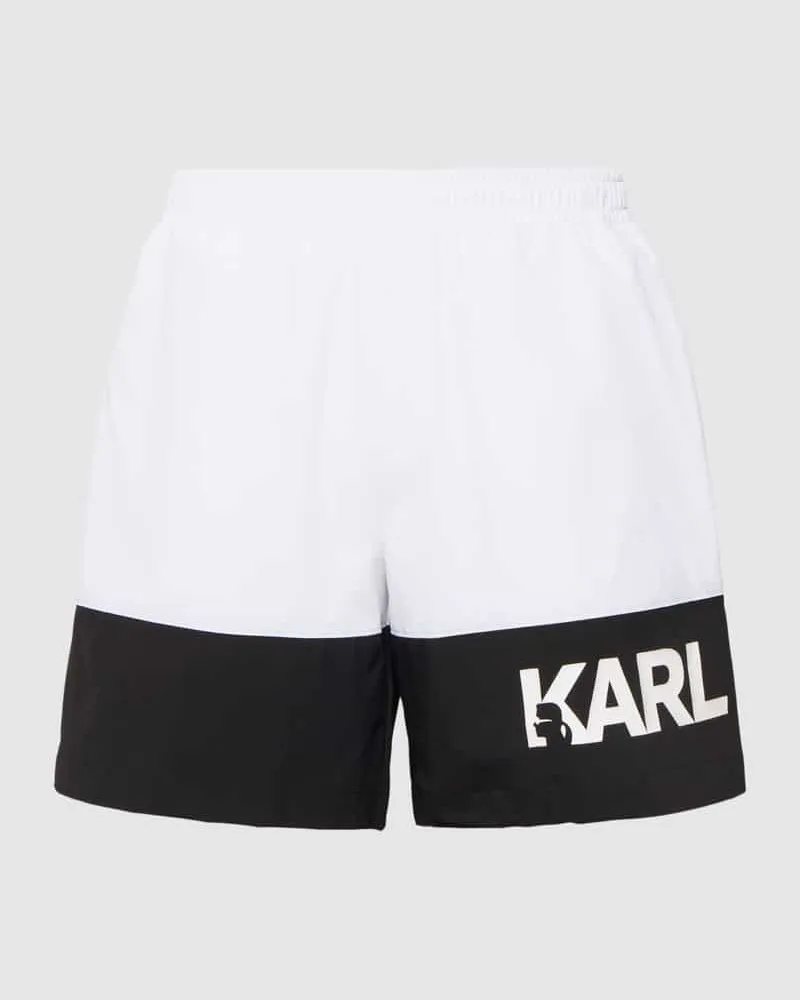 Karl Lagerfeld Badehose mit Eingrifftaschen Weiss