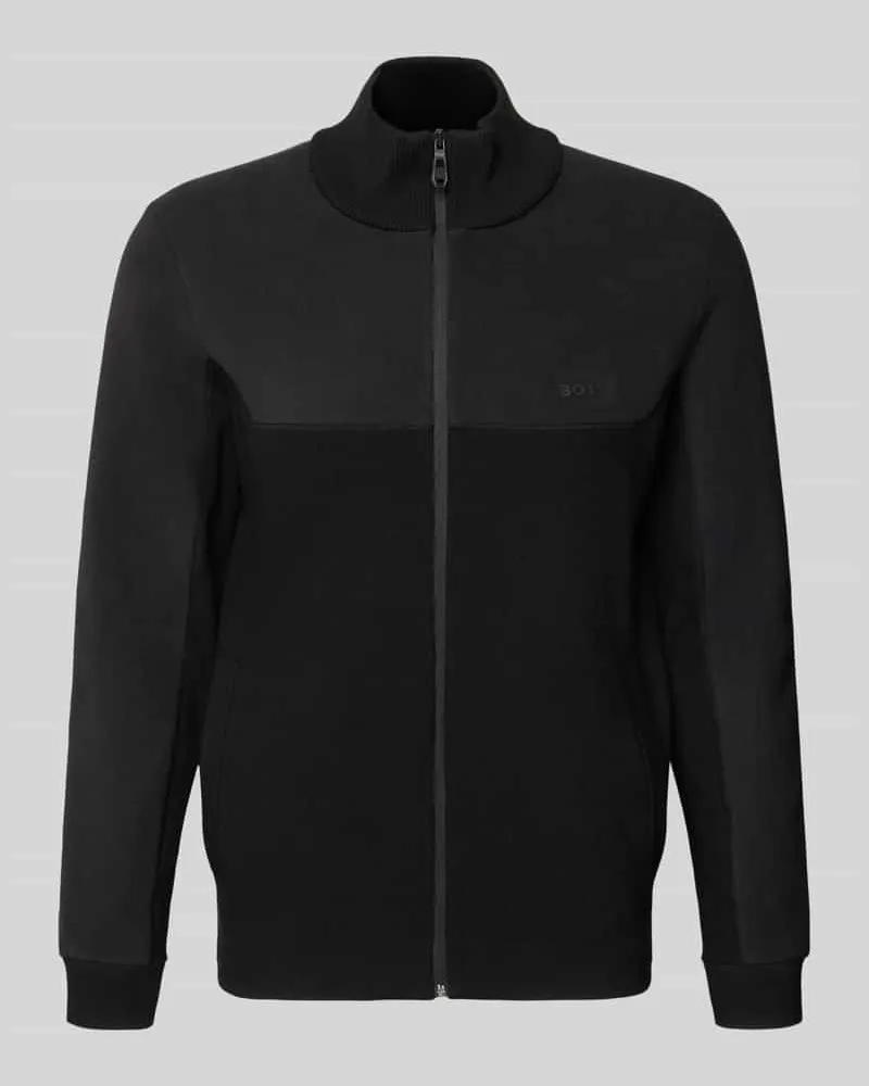 HUGO BOSS Regular Fit Strickjacke aus Viskose-Mix Black