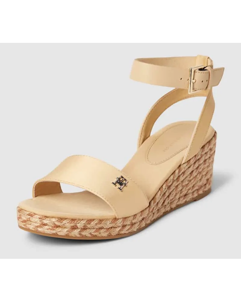 Tommy Hilfiger Lederwedges mit Logo-Applikation Beige