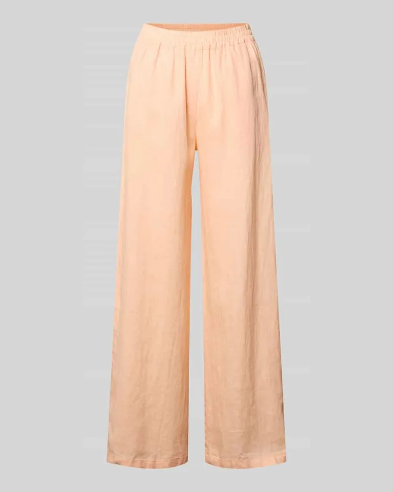 Emily van den Bergh Leinenhose mit elastischem Bund und Eingrifftaschen Apricot