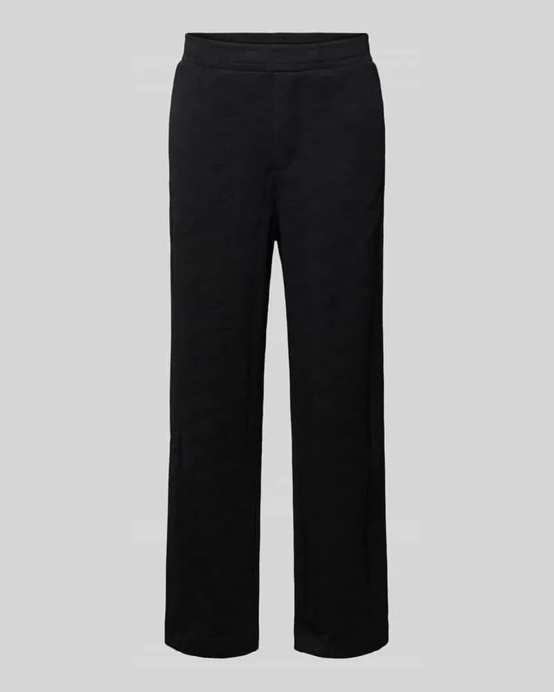 HUGO BOSS Regular Fit Sweatpants mit Jacquard-Optik Modell 'MIRROR LONG Black