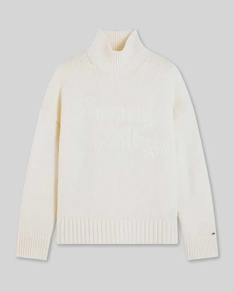 Tommy Hilfiger Turtleneck aus Wolle mit Logo Stickerei Offwhite