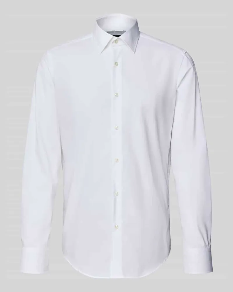 HUGO BOSS Slim Fit Businesshemd aus Popeline mit Stretch-Anteil Weiss