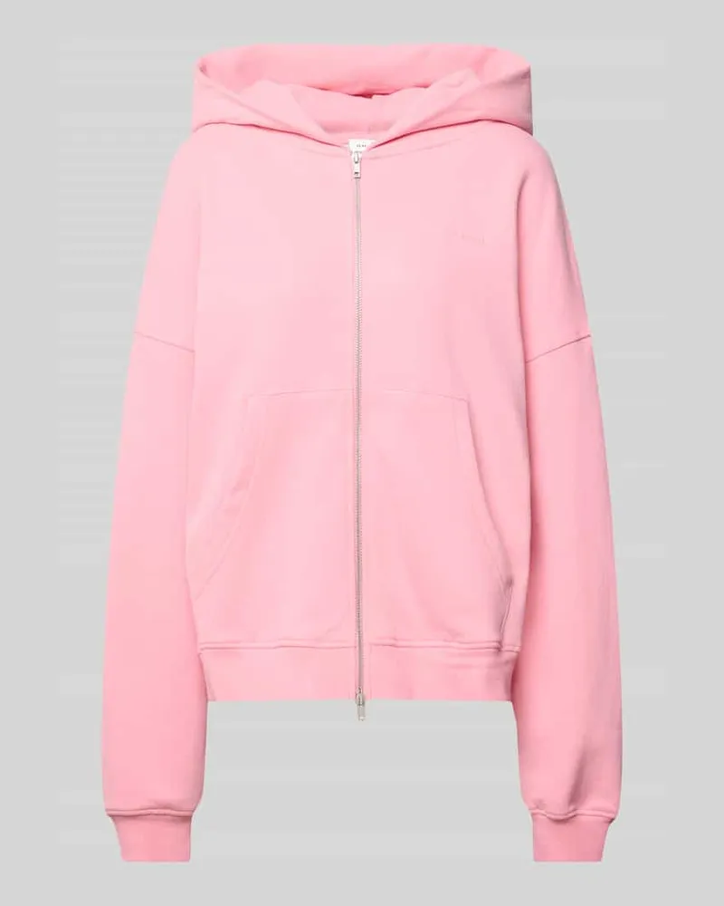 OH APRIL Oversized Sweatjacke mit Zweiwege-Reißverschluss Modell 'Flower Rosa