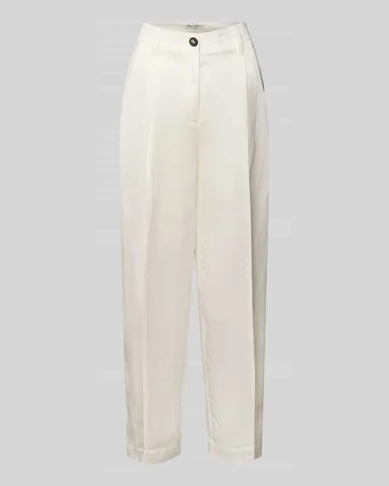 Marc O'Polo Relaxed Fit Bundfaltenhose mit Leinen-Anteil Weiss