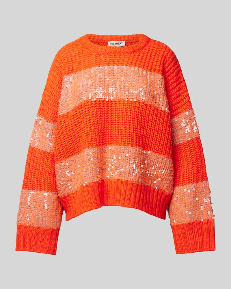 Essentiel Strickpullover mit Paillettenbesatz Orange