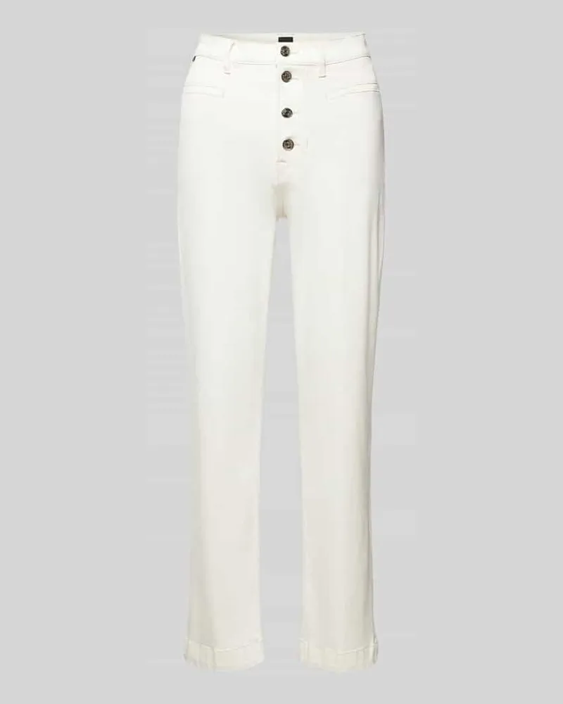 HUGO BOSS Regular Fit Jeans mit Knopfleiste Modell 'ADA Offwhite