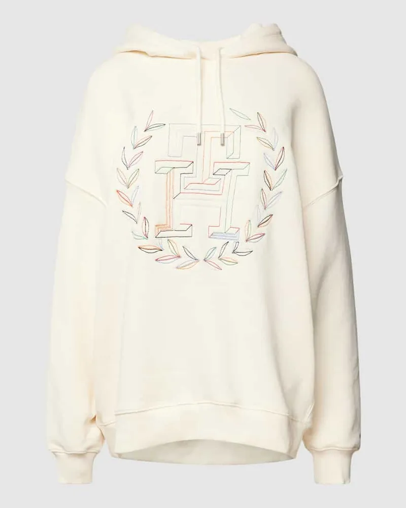 Tommy Hilfiger Oversized Hoodie mit Logo-Stitching Ecru