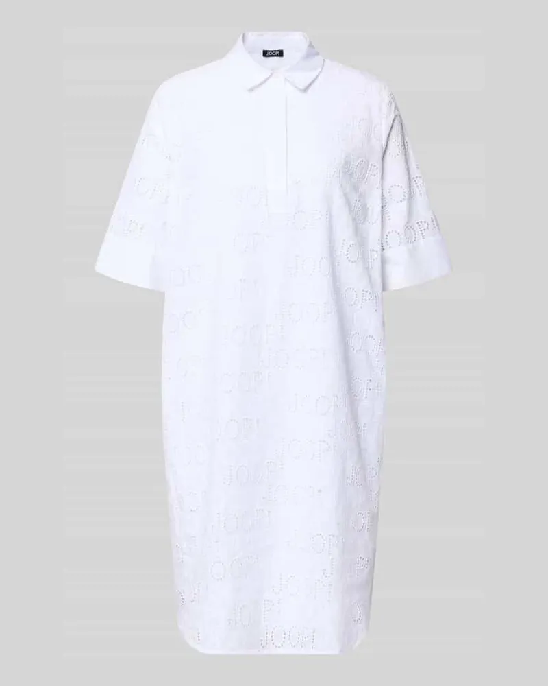 JOOP! Knielanges Hemdblusenkleid mit Logo-Muster Modell 'Deria Weiss