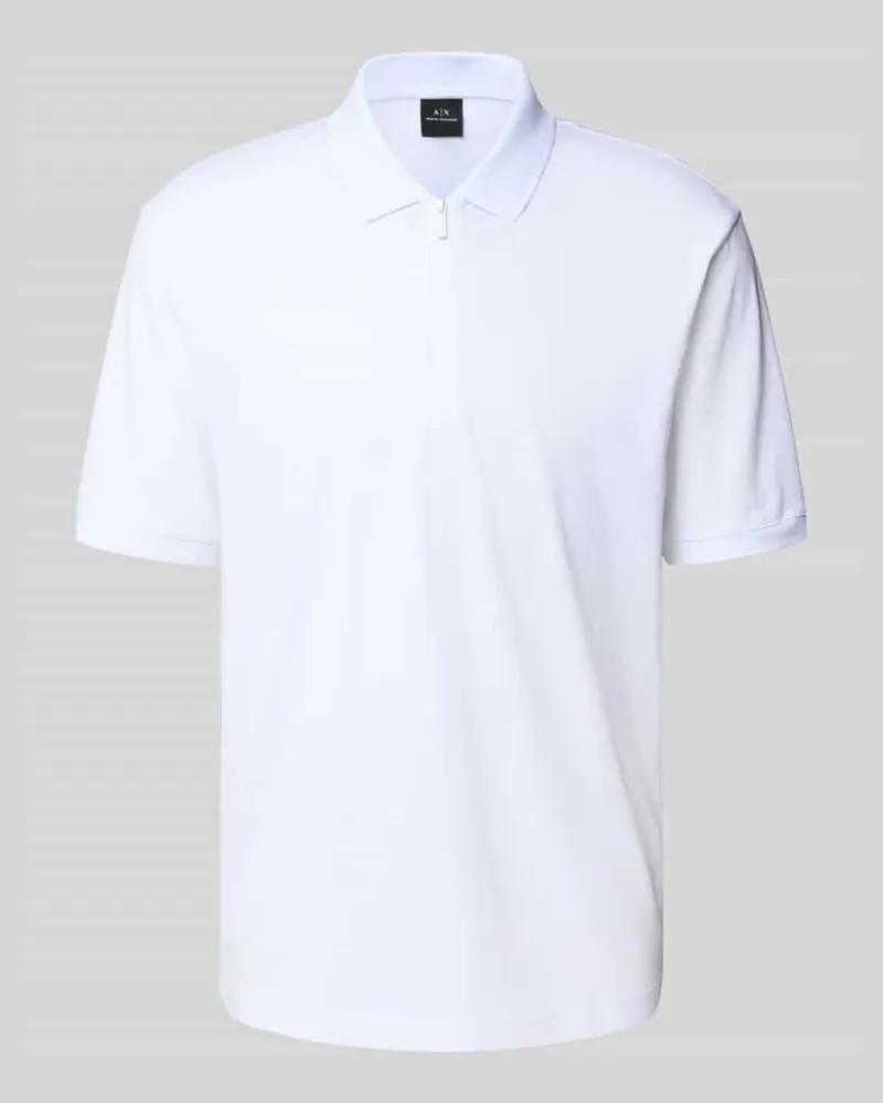 Armani Exchange Poloshirt mit kurzem Reißverschluss Weiss