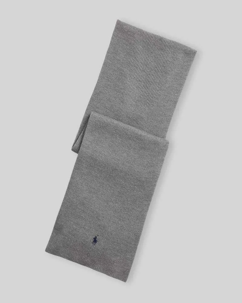 Ralph Lauren Schal aus reiner Wolle mit Logo-Stitching Silber