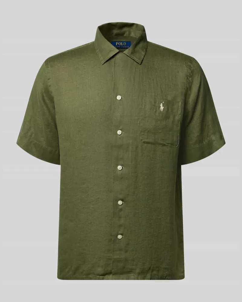 Ralph Lauren Regular Fit Freizeithemd aus reinem Leinen Oliv