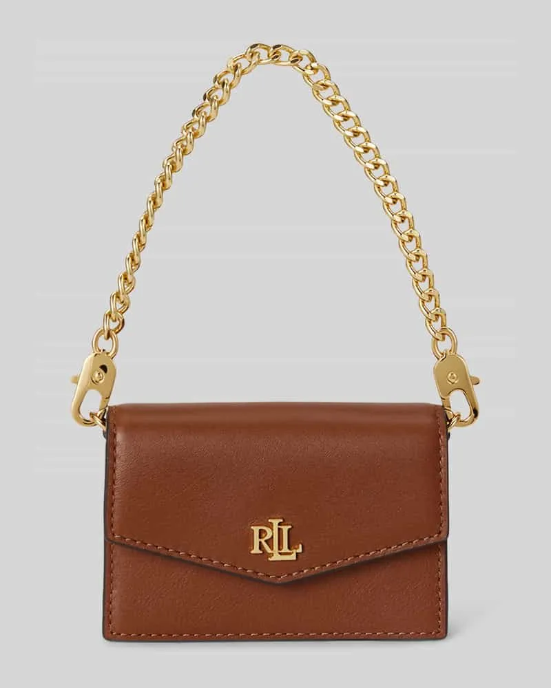 Ralph Lauren Portemonnaie aus echtem Leder mit abnehmbarer Tragekette Cognac