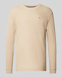 Tommy Hilfiger Regular Fit Longsleeve mit Label-Stitching Beige