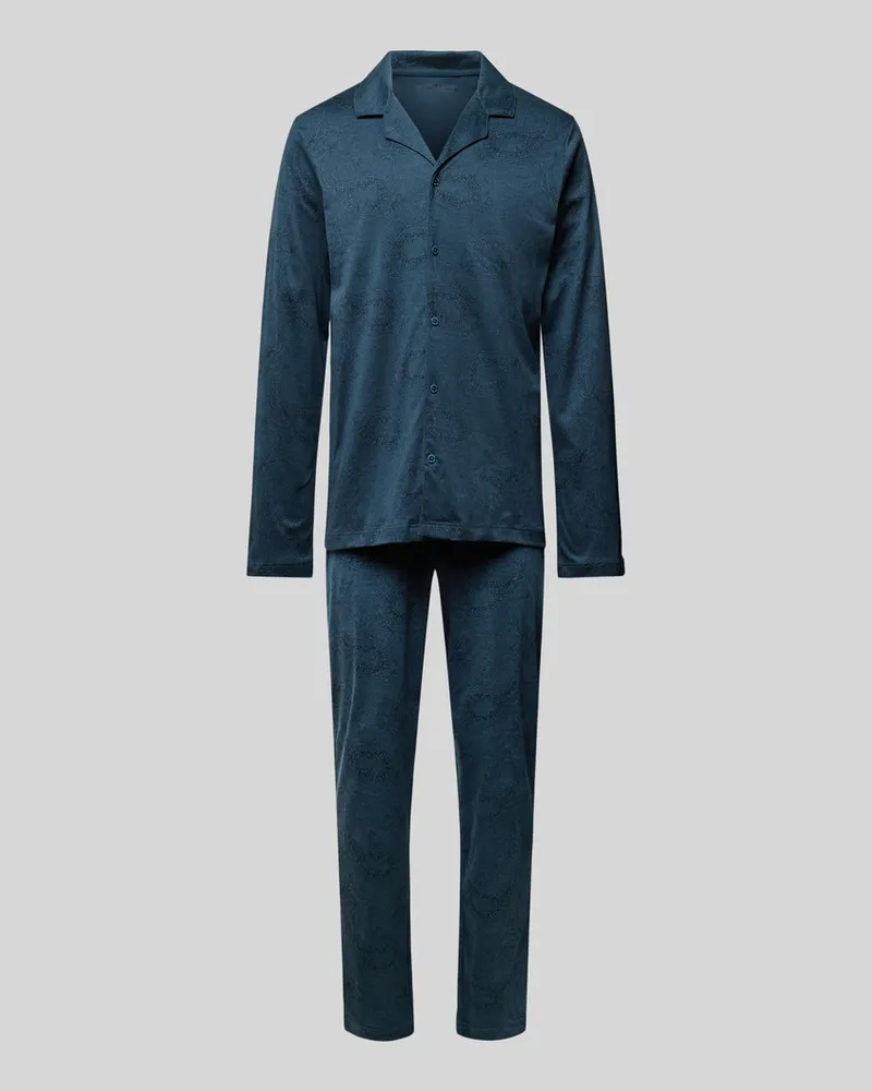 Schiesser Pyjama mit Knopfleiste Jeansblau