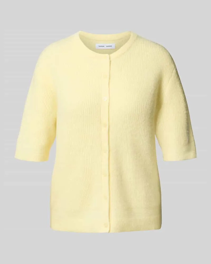 Samsøe & Samsøe Wolljacke aus Woll-Mix mit 1/2-Arm Modell 'Saanoura Hellgelb