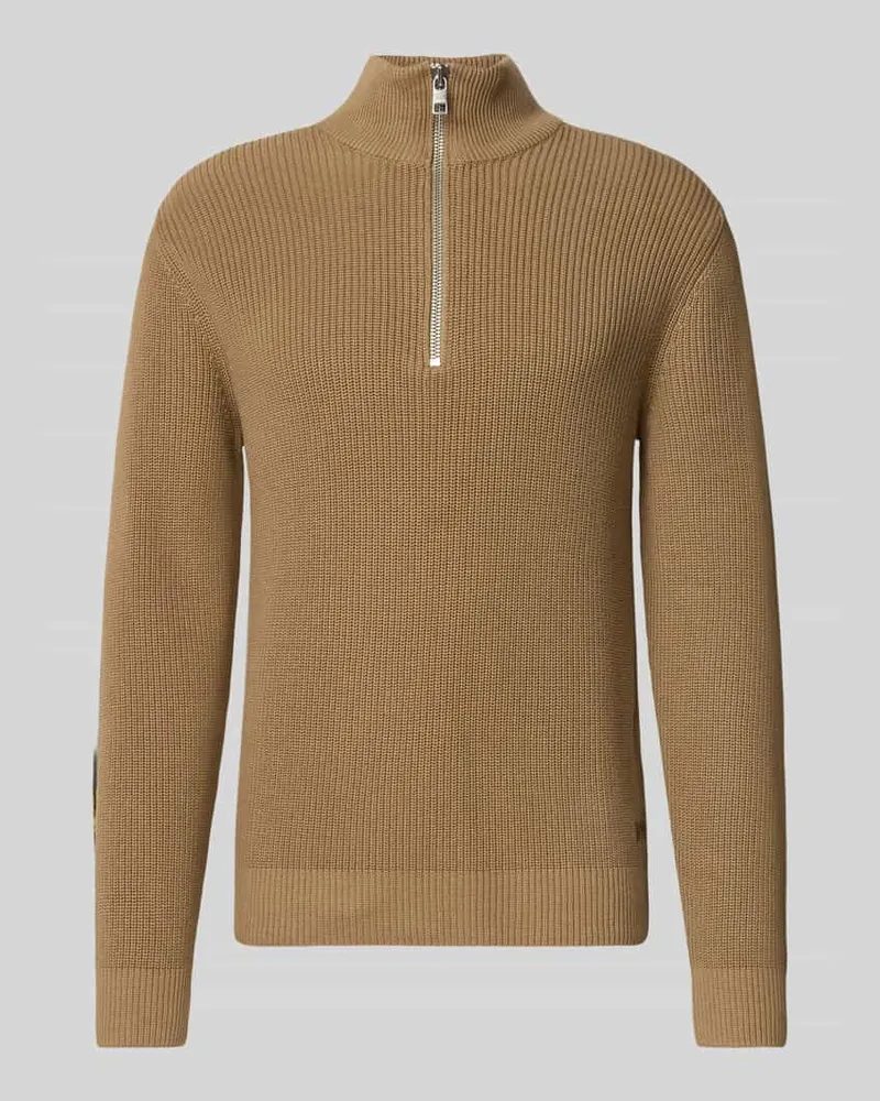 Marc O'Polo Regular Fit Troyer aus reiner Baumwolle Beige