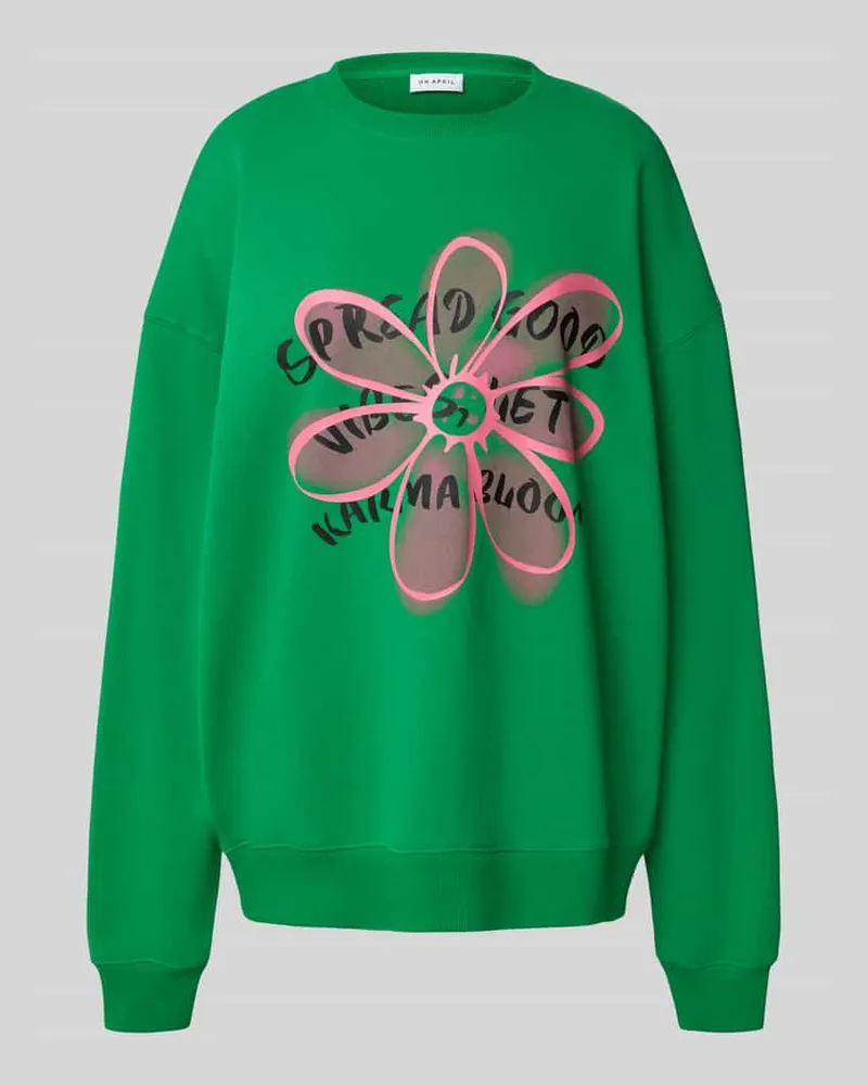 OH APRIL Oversized Sweatshirt mit Rundhalsausschnitt Modell 'Good Vibes Gruen