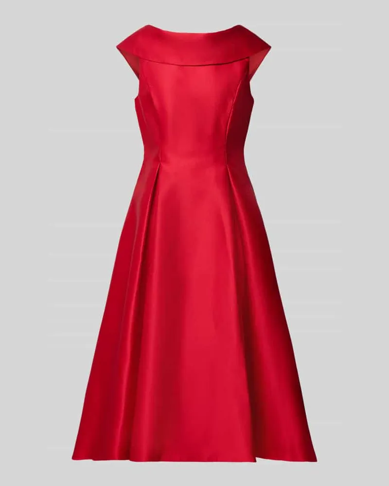 Adrianna Papell Knielanges Cocktailkleid mit Carmen-Ausschnitt Rot