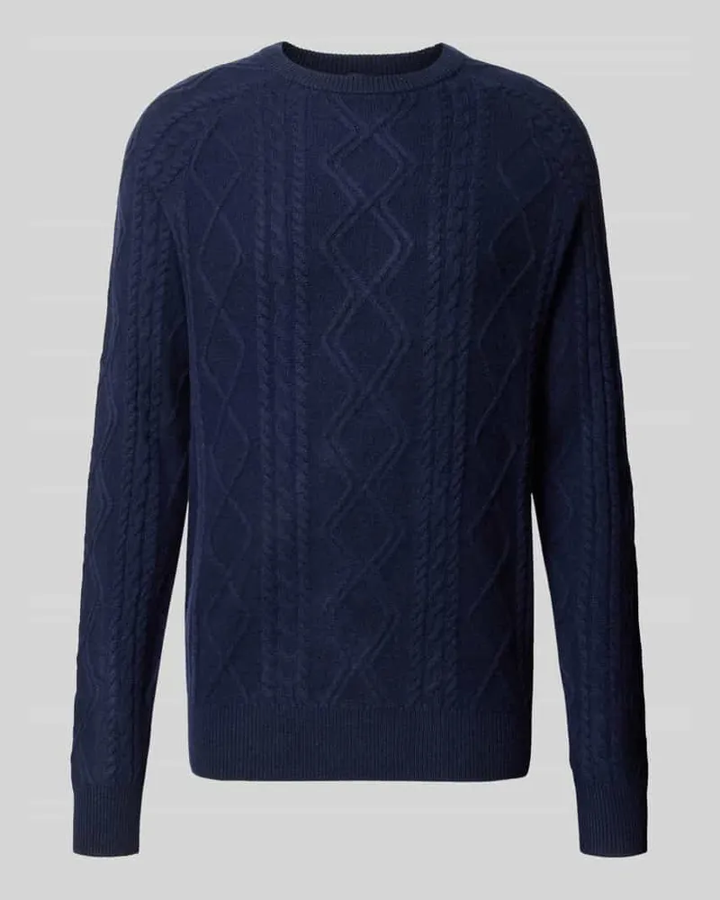 Christian Berg Regular Fit Strickpullover mit Zopfmuster Marine