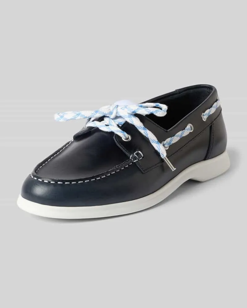 Marc Cain Loafers aus Leder mit Schnürung Dunkelblau