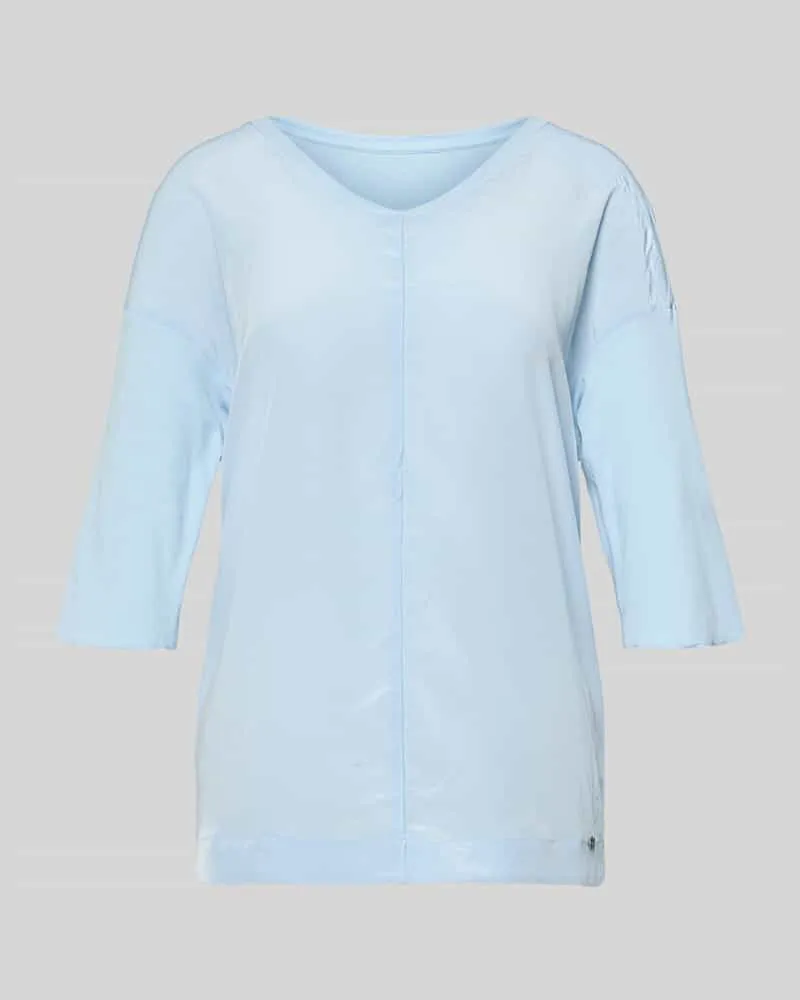 Marc Cain T-Shirt mit V-Ausschnitt und 3/4-Arm Hellblau