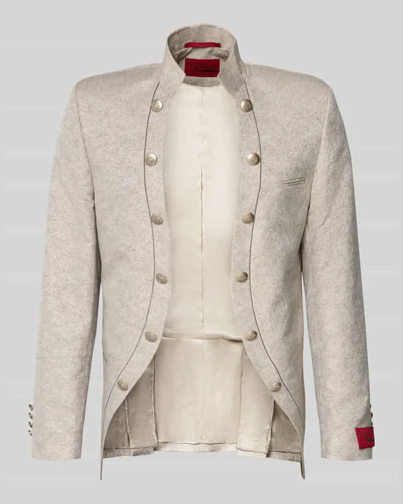 Wilvorst Sakko mit Stehkragen und Knopfleisten Beige