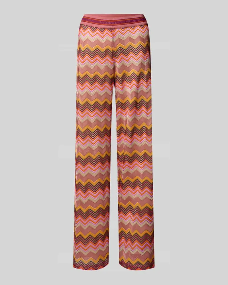 Milano Italy Wide Fit Stoffhose in Häkel-Optik Hellbraun