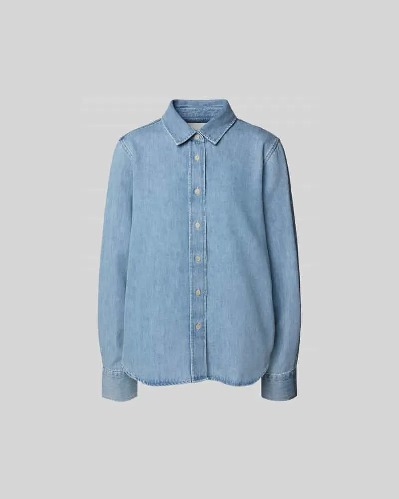 Closed Hemdbluse in Denim-Optik Hellblau