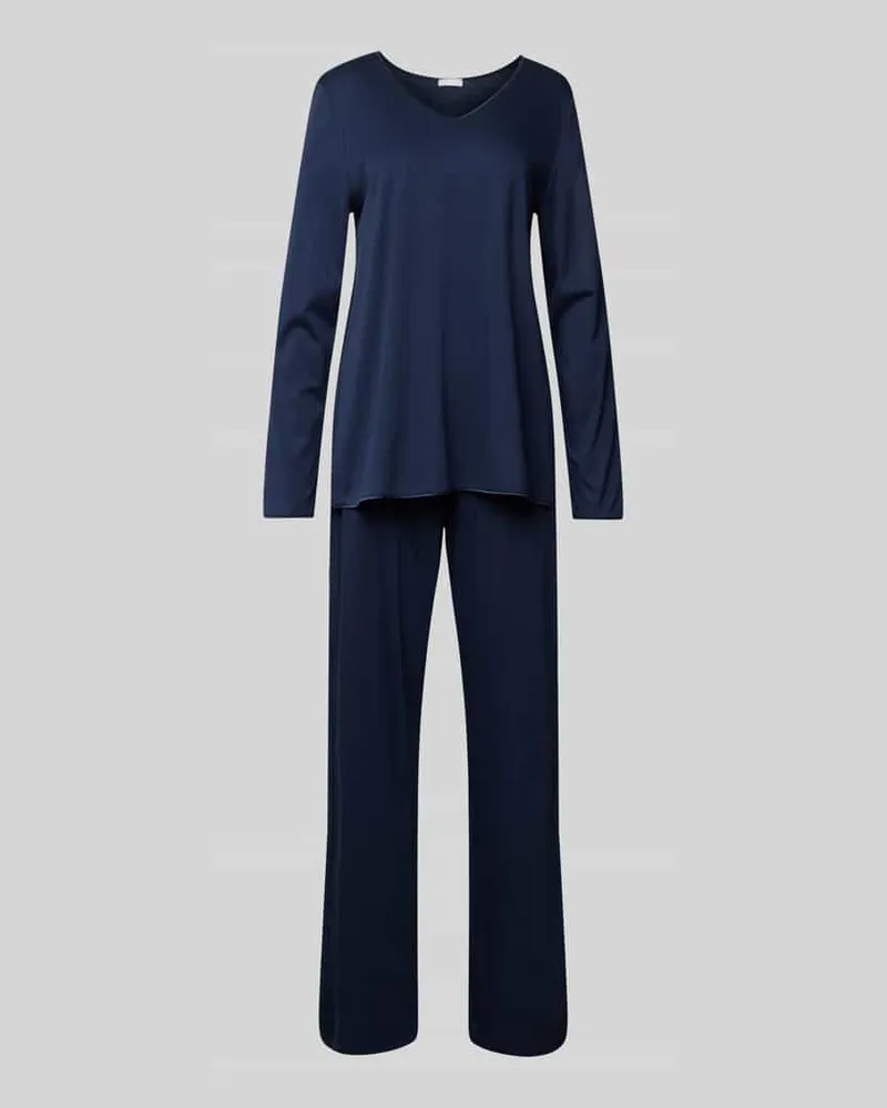 Hanro Pyjama mit V-Ausschnitt Dunkelblau
