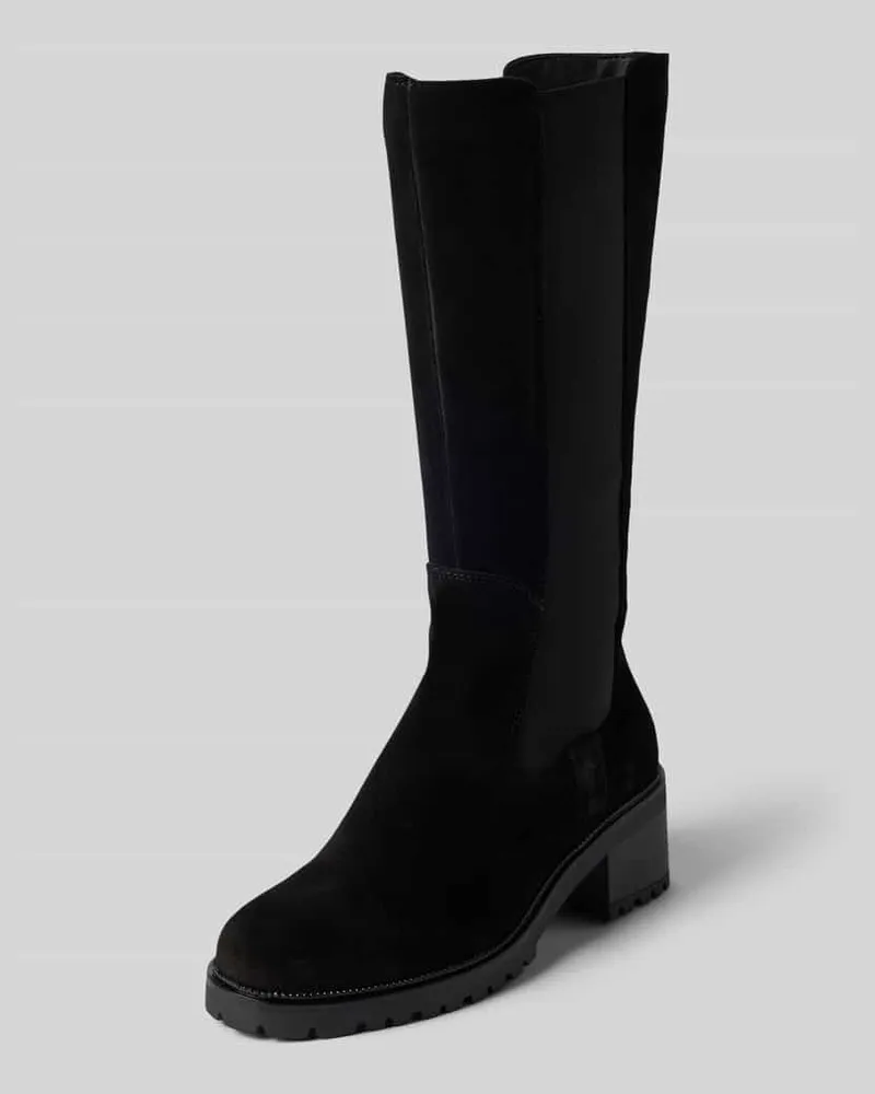 Tamaris Stiefel aus Rindsvelours mit Stretcheinsatz Black