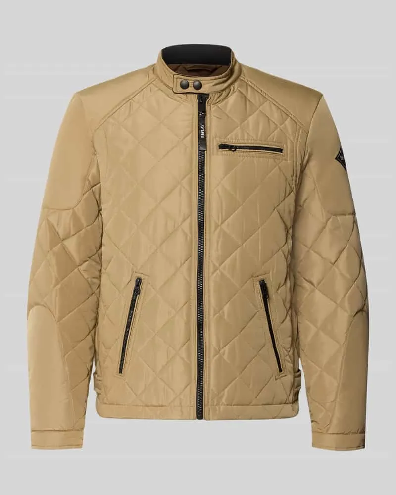 Replay Regular Fit Jacke in Stepp-Optik Beige