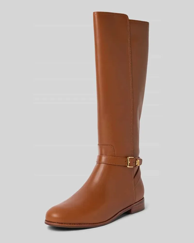 Ralph Lauren Lederstiefel mit Dornschließe Modell 'BROOKE Cognac