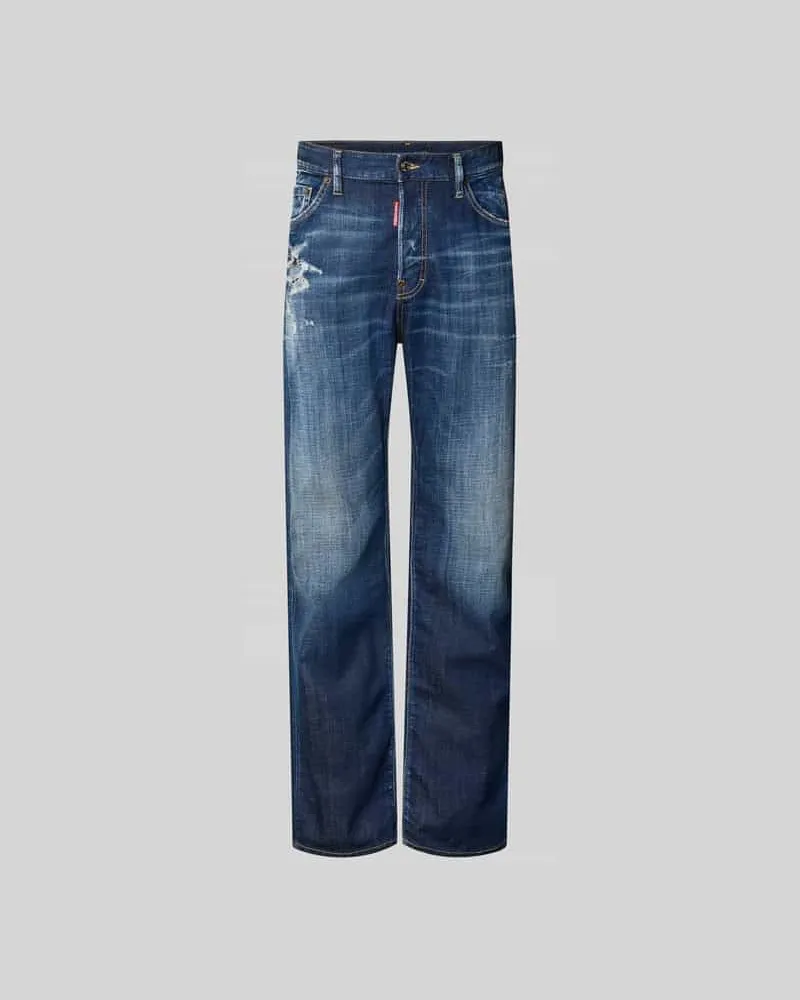 Dsquared2 Straight Fit Jeans im Used-Look Dunkelblau