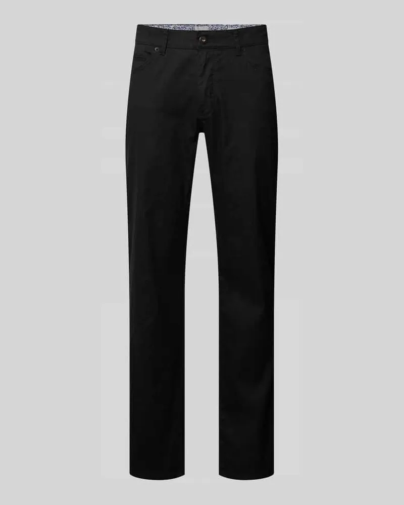Brax Regular Fit Stoffhose aus Baumwoll-Leinen-Mix Modell 'CADIZ Black