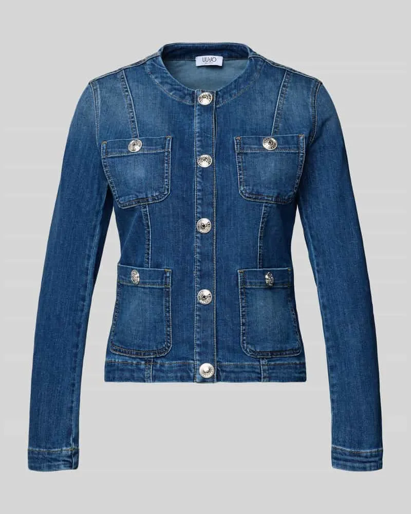 Liu Jo Jeansjacke mit Rundhalsausschnitt Dunkelblau