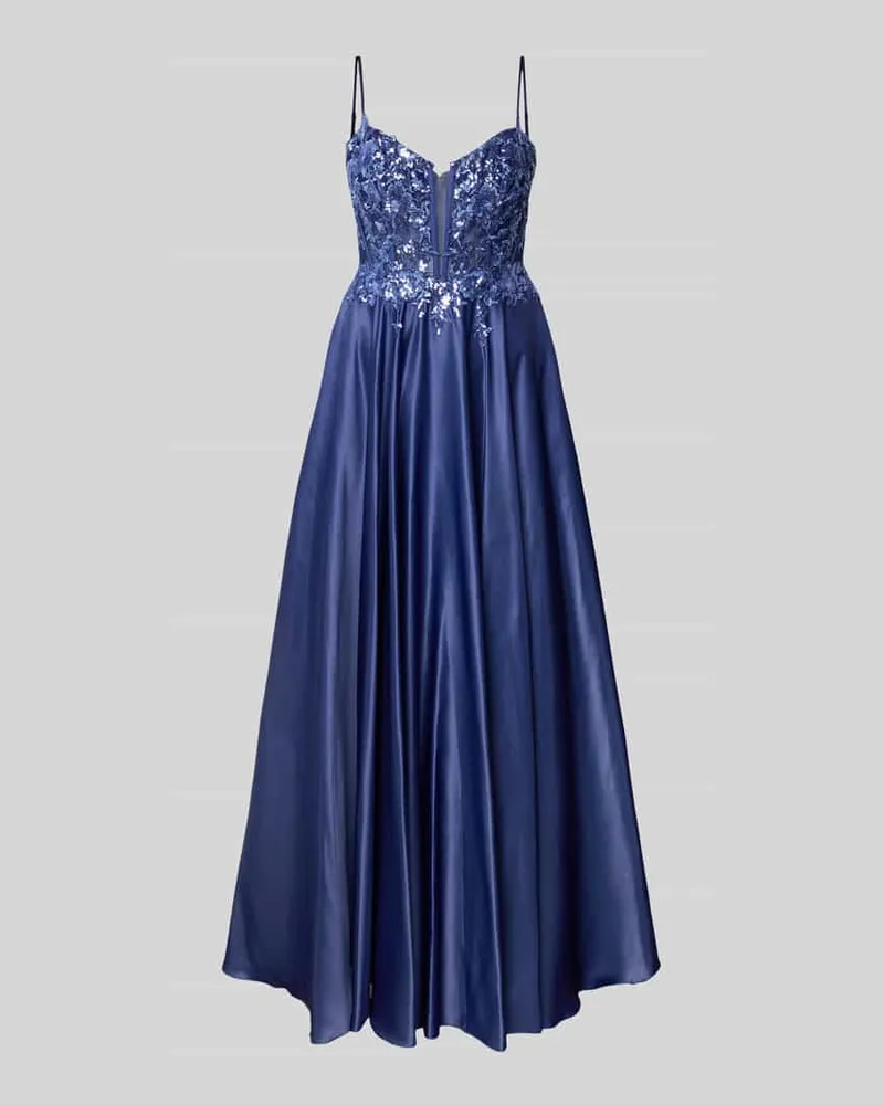 Mascara Abendkleid mit Paillettenbesatz Bleu