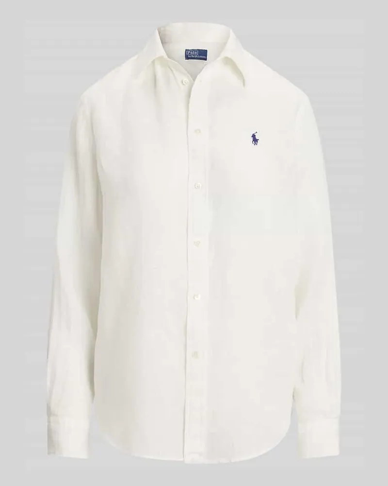 Ralph Lauren Hemdbluse aus reinem Leinen Weiss